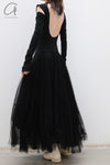 marc le bihan off shoulder long sleeve dress 21973 E23 black